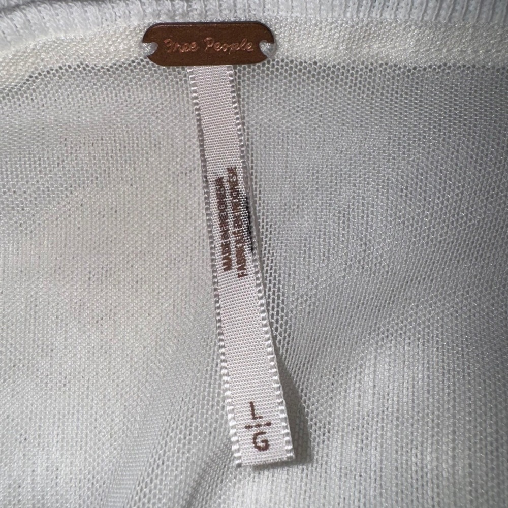 Free People Boulevard White Tie Shoulder Ruched‎ Ribbed Tank Top Large - Picture 5 of 7